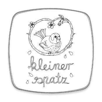 Kleiner Spatz ein süßes Motiv für Kinder - Viereckiger Kühlschrankmagnet - Weiß - Vorne