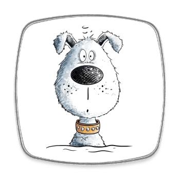 Happy Dog I Funny Dog Motif I Dog Head - Square fridge magnet - white - Front