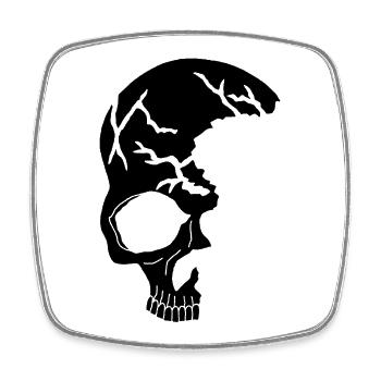 Black half-skull - Square fridge magnet - white - Front