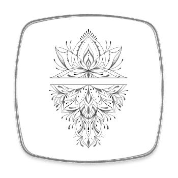 Oriental ornamental mandala lotus flower - Square fridge magnet - white - Front
