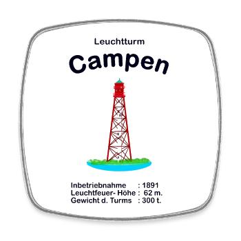 Leuchtturm Campen an der Nordsee Zeichnung - Viereckiger Kühlschrankmagnet - Weiß - Vorne