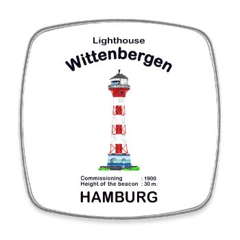 Hamburg Leuchtturm Wittenbergen, Handzeichnung - Viereckiger Kühlschrankmagnet - Weiß - Vorne