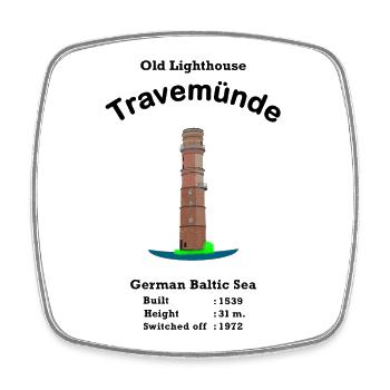 Alter Leuchtturm Travemünde, Ostsee, Deutschland - Viereckiger Kühlschrankmagnet - Weiß - Vorne