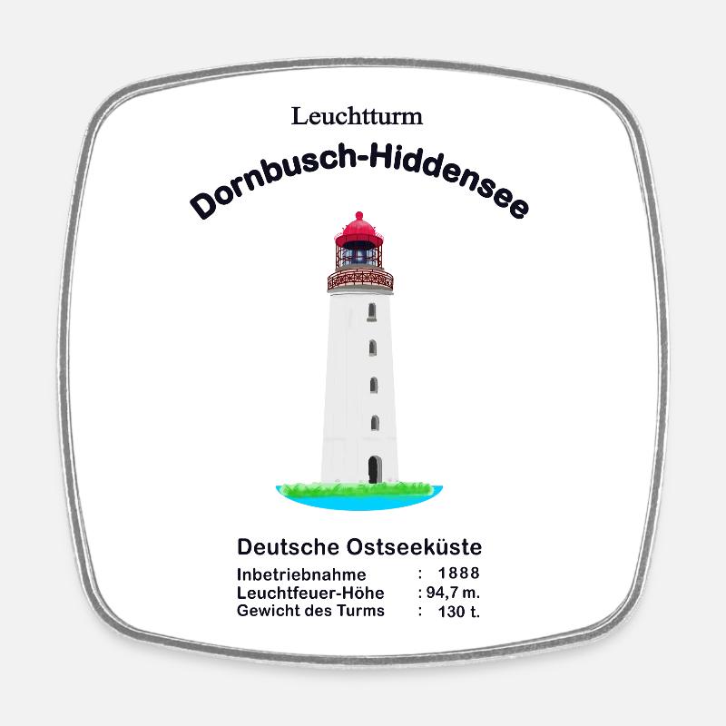 Leuchtturm Dornbusch, Insel Hiddensee, Ostsee - Viereckiger Kühlschrankmagnet - Weiß