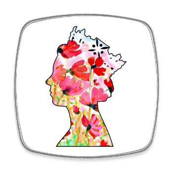 Queen Silhouette - Viereckiger Kühlschrankmagnet - Weiß - Vorne