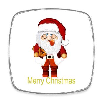 Santa Claus with gift package - Square fridge magnet - white - Front