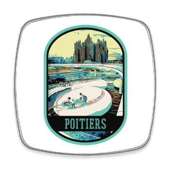 Poitiers France, Futuroscope theme park - Square fridge magnet - white - Front
