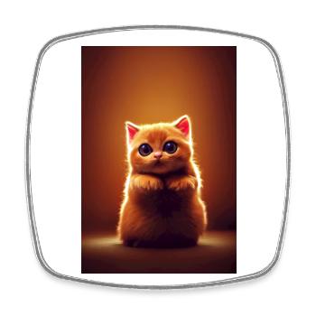 chat super mignon - Magnet carré - blanc - Devant