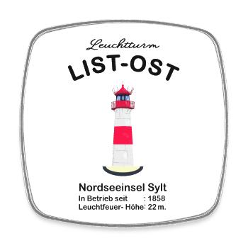 Leuchtturm List - Ost auf Sylt, Zeichnung - Viereckiger Kühlschrankmagnet - Weiß - Vorne