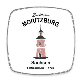 Leuchtturm Moritzburg Sachsen, Zeichnung - Viereckiger Kühlschrankmagnet - Weiß - Vorne