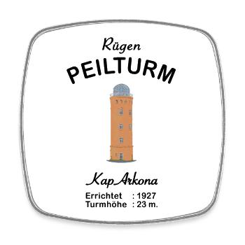 Insel Rügen, Peilturm Kap Arkona, Wahrzeichen - Viereckiger Kühlschrankmagnet - Weiß - Vorne
