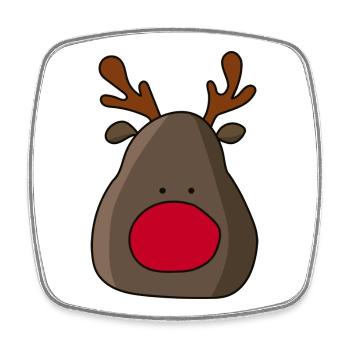 Cerf au nez rouge Design de Noël - Magnet carré - blanc - Devant