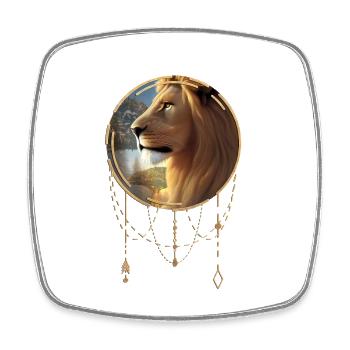 Awesome lion at sunset - Square fridge magnet - white - Front