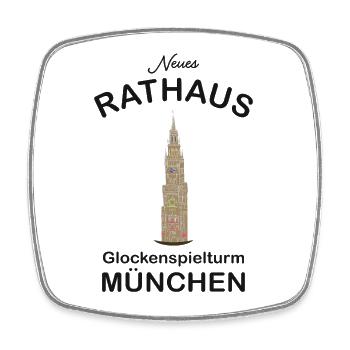 Turm Neues Rathaus München Poster - Viereckiger Kühlschrankmagnet - Weiß - Vorne