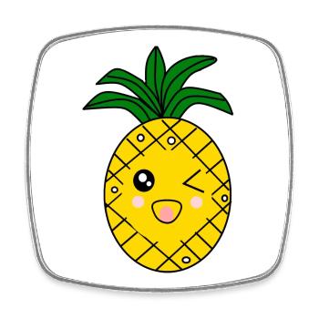 Ananas Sommer T-shirt - Viereckiger Kühlschrankmagnet - Weiß - Vorne