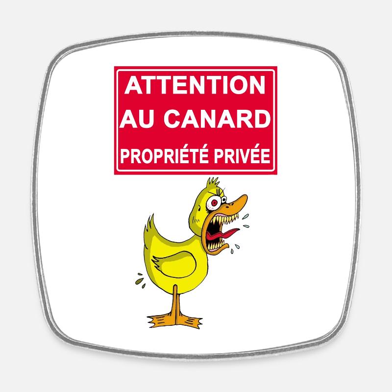 Attention au canard jaune - Magnet carré - blanc