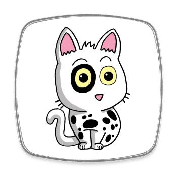 Black and white kitten - Square fridge magnet - white - Front