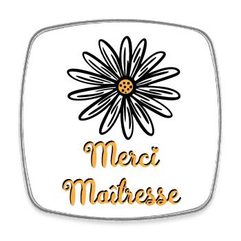 merci maitresse avec une fleur - Magnet carré - blanc - Devant