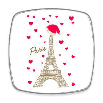 Eiffel Tower Paris during the Christmas season - Square fridge magnet - white - Front