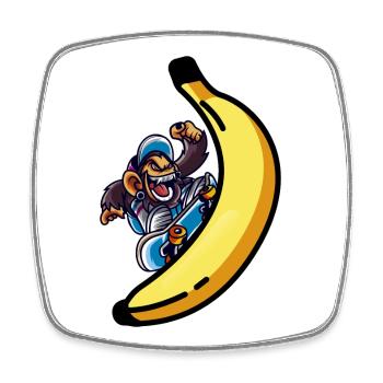 Skater Monkey mit Banane Skateboard - Viereckiger Kühlschrankmagnet - Weiß - Vorne