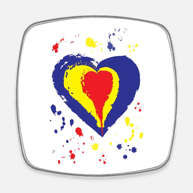 Romanian flag colors - heart shaped - Square fridge magnet - white