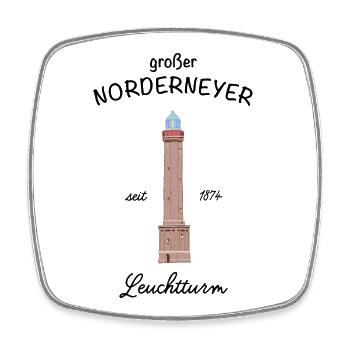 Norderney, Nordsee, großer Leuchtturm, Zeichnung - Viereckiger Kühlschrankmagnet - Weiß - Vorne