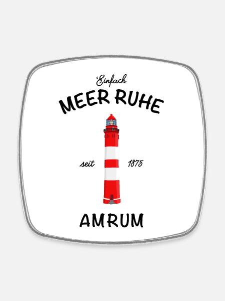 Leuchtturm auf Amrum, Einfach Meer Ruhe, Nordsee - Viereckiger Kühlschrankmagnet - Weiß