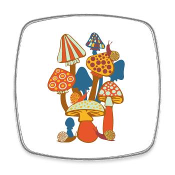 Pilze Poster mushrooms - Viereckiger Kühlschrankmagnet - Weiß - Vorne