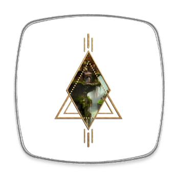 Awesome city on the rock with fairies. - Square fridge magnet - white - Front
