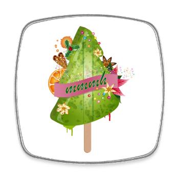 luminous Christmas tree ice cream and Christmas decorations - Square fridge magnet - white - Front