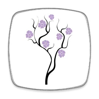 Tree with purple flowers - Creative illustration - Square fridge magnet - white - Front