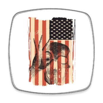 USA flag with skull - Square fridge magnet - white - Front
