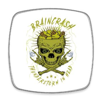 Gehirn Chaos Totenkopf - Viereckiger Kühlschrankmagnet - Weiß - Vorne