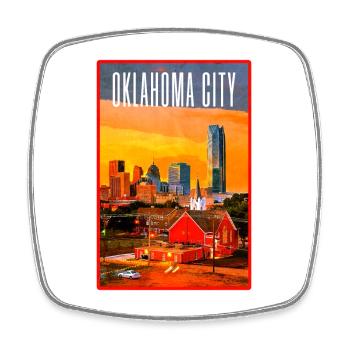 Oklahoma City Skyline Sunset - Square fridge magnet - white - Front