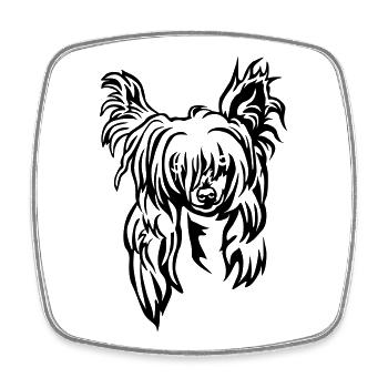 Chinese Crested Kopf - Viereckiger Kühlschrankmagnet - Weiß - Vorne