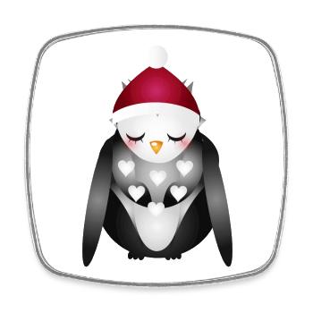 hibou rêveur avec chapeau de Noël Père Noël - Magnet carré - blanc - Devant