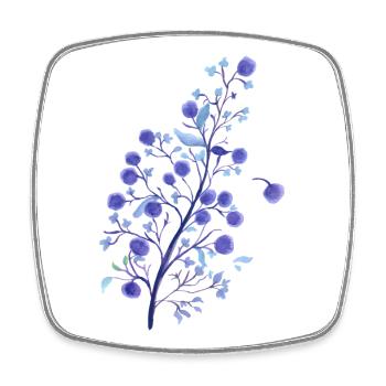 Aquarell Beerenzweig Lavendelblau - Viereckiger Kühlschrankmagnet - Weiß - Vorne