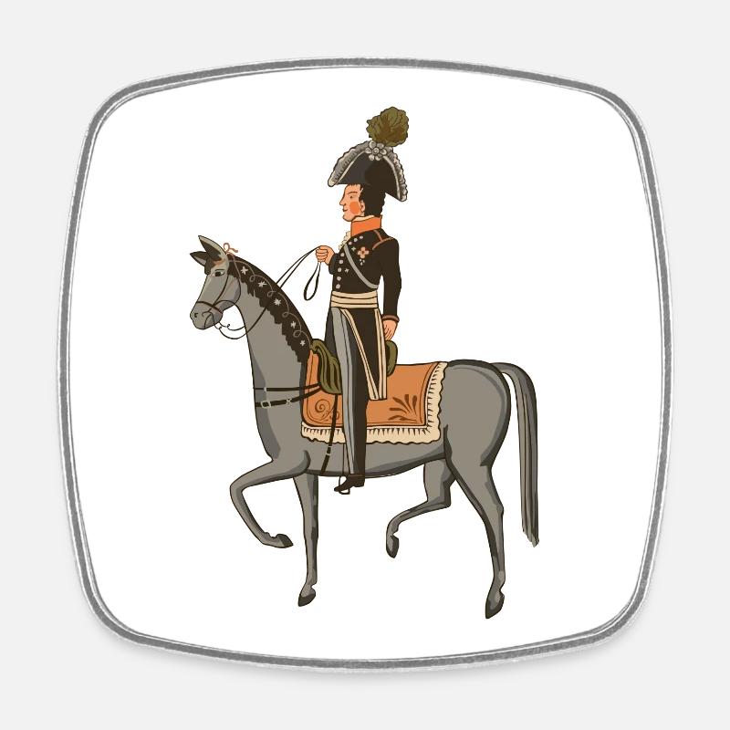 The King on Horseback - Square fridge magnet - white