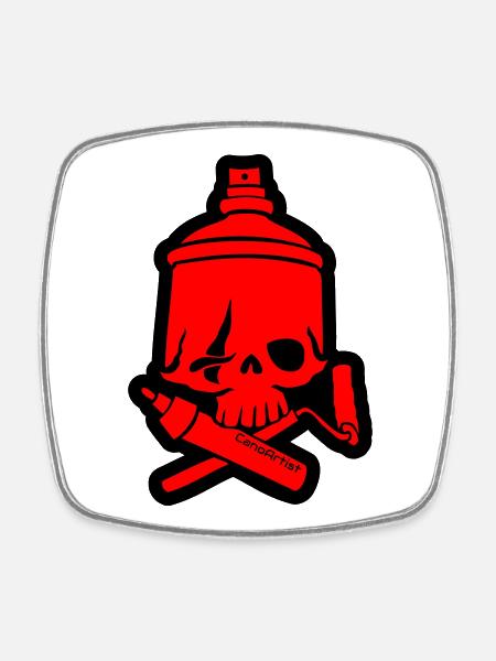 SkullCan Cano - Square fridge magnet - white