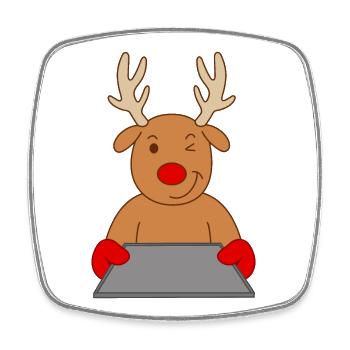 Reindeer Baker Pastry Christmas Baking Cookies - Square fridge magnet - white - Front