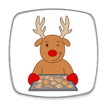 Reindeer Christmas biscuits Baking cookies - Square fridge magnet - white - Front