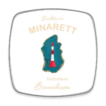 Bremerhaven, Leuchtturm Unterfeuer, Minarett, - Viereckiger Kühlschrankmagnet - Weiß - Vorne