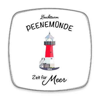 Leuchtturm Peenemünde, Ostsee, Meer, Handzeichnung - Viereckiger Kühlschrankmagnet - Weiß - Vorne