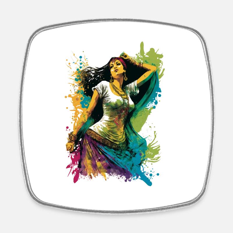 Danse Orientale en Cascades de Couleurs - Magnet carré - blanc