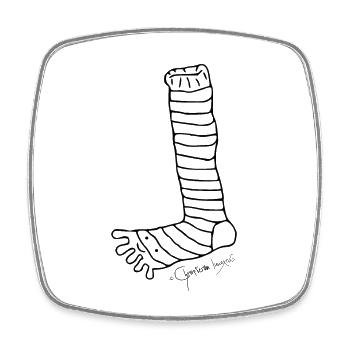 Stripetoesock - Tibiale Polymitum - Magnet carré - blanc - Devant