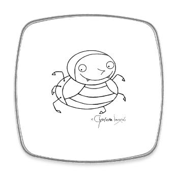 Toothybug - Coleopter Denticulatus - Magnet carré - blanc - Devant