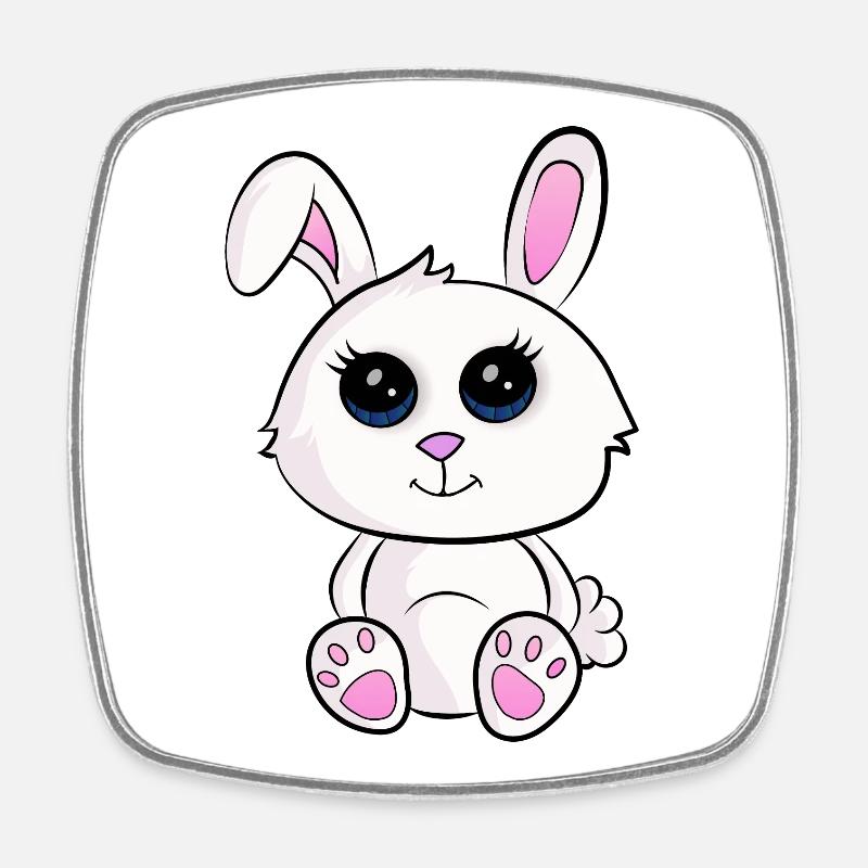 Bébé lapin - Magnet carré - blanc