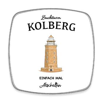 Leuchtturm Kolberg, Ostsee - Viereckiger Kühlschrankmagnet - Weiß - Vorne
