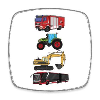 Feuerwehr, Bus, Traktor, Bagger - Viereckiger Kühlschrankmagnet - Weiß - Vorne