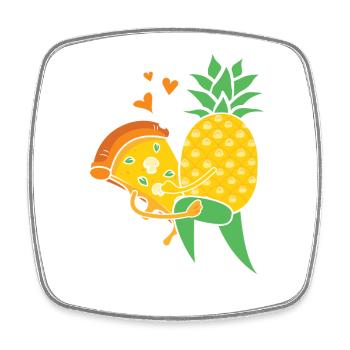 Love Is Love – Hawaiipizza Ananas Design - Viereckiger Kühlschrankmagnet - Weiß - Vorne